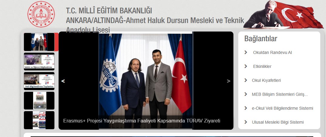 Ahmet Haluk Dursun Mesleki ve teknik Anadolu Lisesi TÜRAV Genel Başkanı Murat Yılmaz Kurt