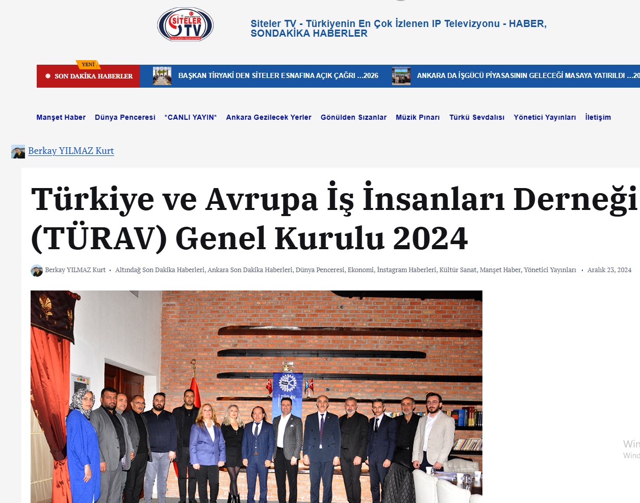 Siteler TV - Türkiye ve Avrupa İş İnsanları Derneği (TÜRAV) Genel Kurulu Haberimiz