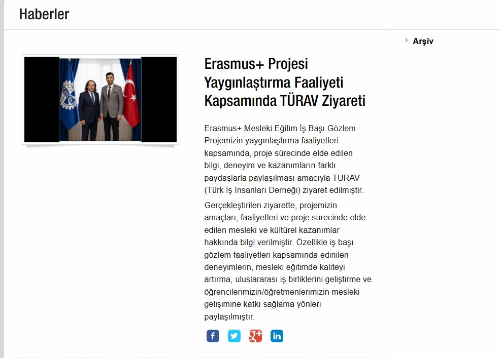 Ahmet Haluk Dursun Mesleki ve teknik Anadolu Lisesi TÜRAV Genel Başkanı Murat Yılmaz Kurt