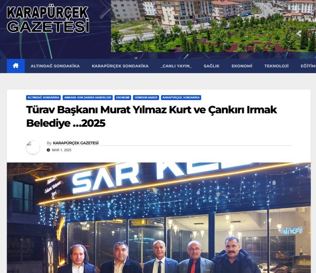 Karapürçek Gazetesi Türav Başkanı Murat Yılmaz Kurt ve Çankırı Irmak Belediye Başkanı'nın Görüşmesi Haberimiz